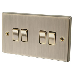 Knightsbridge 10AX 4 Gang 2 Way Light Switch - Antique Brass