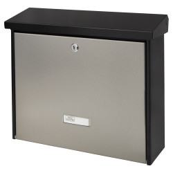 Burg Wachter London Postbox - 320 x 377 x 115mm - Matt Black/Stainless Steel