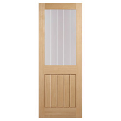 LPD Mexicano Half Light Clear with Frosted Lines Unfinished Solid Internal Door - 1981 x 838mm - Oak