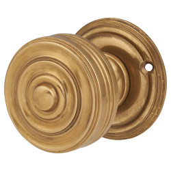 Hampstead Aged Brass Georgian Ringed Mortice Door Knob - 55mm Rose Diameter