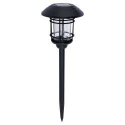 Forum Zink Tanfield LED Solar Bollard Post Light with Spike - IP44 - 3000K Warm White - Black