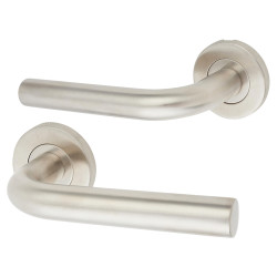 Altro Satin Stainless Steel 19mm Bent Door Handles on Round Rose