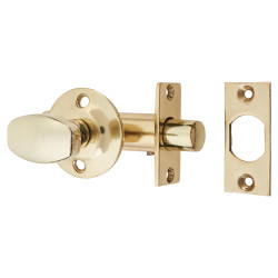 British Pattern Door Rack Bolt & Oval Turn - Polished Brass