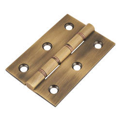 Double Phosphor Bronze Washered Butt Door Hinge - 76 x 50 x 2.5mm - Antique Brass - Pair