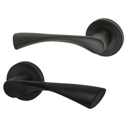 Altro Matt Black Door Handles on Round Rose - Knightsbridge Range
