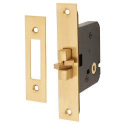 Jedo Sliding Door Bathroom Lock - 76mm Case - 56mm Backset - Polished Brass