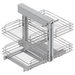 Emuca SupraStar Corner Pull Out Organiser - Cabinet Width 700mm - Chrome