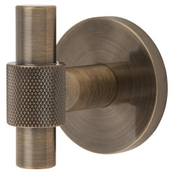 Hampstead Knurled Single Coat Hook - 55 x 52mm - Antique Brass