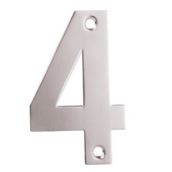Altro 100mm Screw Fix Door Numeral - 4 - Polished Stainless Steel