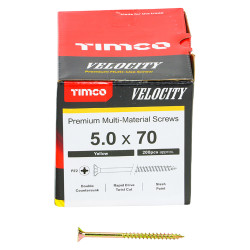TIMCO Velocity Pozi Countersunk Wood Screws - 5.0 x 70mm - Yellow Zinc - Pack of 200