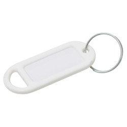 Key Ring Tag - 48 x 21mm - White - Pack of 10