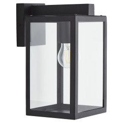 Forum Zink Hestia Glass Panel Outdoor Wall Lantern Light - IP44 - Black