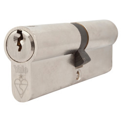 Yale 1 Star 6 Pin Kitemarked 100mm Euro Double Cylinder - 50 + 50mm - Pol Nickel - Keyed to Differ