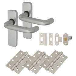 Touchpoint Satin Aluminium 19mm Return to Door Latch Door Handles Pack - Puma Range