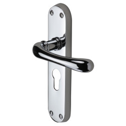 M Marcus Polished Chrome Euro Lock Door Handles - Donna Range - 183 x 42mm