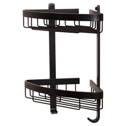 Croydex Wirework Large Corner Shower Basket - Two Tier - 390 x 312 x 209mm - Matt Black