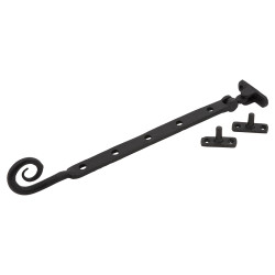 Olde Forge Monkey Tail Casement Window Stay - 12"/311mm Length - Antique Black Iron