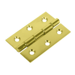 Double Phosphor Bronze Washered Butt Door Hinge - 100 x 67 x 2.5mm - Polished Brass - Pair