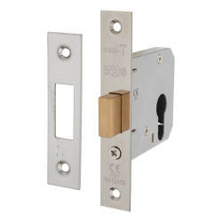 Touchpoint Contract Euro Profile Deadlock - 76mm Case - 57mm Backset - Polished Nickel