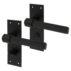 Altro Matt Black Knurled Bathroom Door Handles - Loxley Range - 150 x 50mm