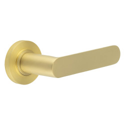 Burlington by Frelan Satin Brass Fire Rated Door Handles on Round Rose - Kensington Range