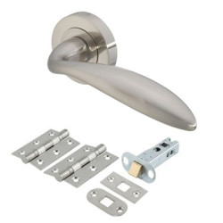 Touchpoint Satin Nickel Latch Door Handles on Rose Pack - Morgan Range