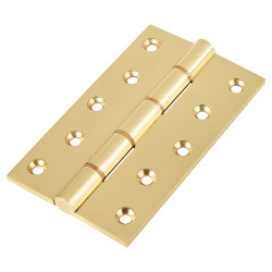 Double Phosphor Bronze Washered Butt Door Hinge - 127 x 75 x 4mm - Polished Brass - Pair