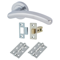 Touchpoint Polished Chrome Latch Door Handles on Rose Pack - Carina Range