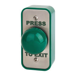 Press to Exit Green Dome Button - 89 x 43 x 50mm - Narrow - Stainless Steel