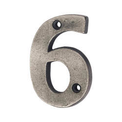 Olde Forge 78mm Screw Fix Door Numeral - 6 - Pewter