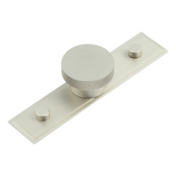 Hoxton by Frelan Wenlock Knurled Round Cabinet Knob on Stepped Backplate - 40mm Diameter - Satin Nickel