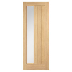 LPD Belize 1 Light Offset Clear Glazed Unfinished Solid Internal Door - 1981 x 686 x 35mm - Oak