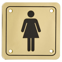 Ladies Square Toilet Door Sign - 95 x 95mm - Brass Plated