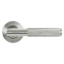 From The Anvil Polished Stainless Steel Knurled Door Handles on Round Beehive Rose - Brompton Range