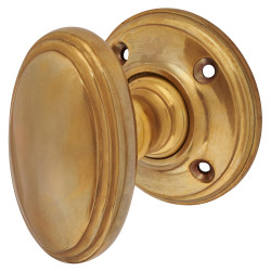 Hampstead Aged Brass Georgian Oval Mortice/Rim Door Knob - 60mm Rose Diameter