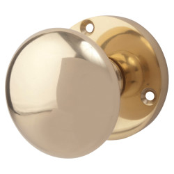 Altro Polished Brass Solid Brass Round Mortice Door Knob - 61mm Rose Diameter