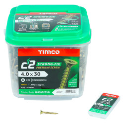 TIMCO C2 Strong-Fix Pozi Double Countersunk Twin-Cut Wood Screws Tub - 4.0 x 30mm - Pack of 1500