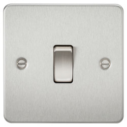 Knightsbridge 10AX 1 Gang Flat Plate Intermediate Light Switch - Brushed Chrome
