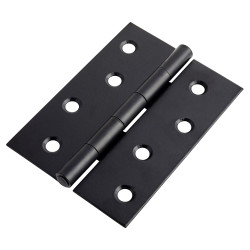 Touchpoint Steel Butt Door Hinge - 100 x 75 x 1mm - Matt Black - Pair