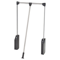 Double Pull Down Soft Close Wardrobe Rail Lift - 830-1150mm - Max Weight 12kg - Black/Chrome