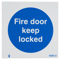 Altro Fire Door Keep Locked Door Sign - 100 x 100mm - Rigid Plastic