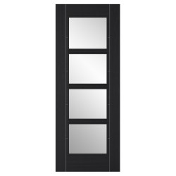LPD Vancouver 4 Light Clear Glazed Pre-Finished Solid Internal Door - 1981 x 762 x 35mm - Black