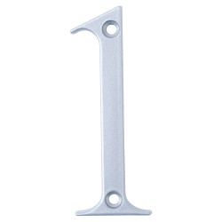 76mm Screw Fix Door Numeral - 1 - Premium Satin Silver