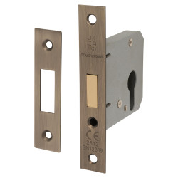 Touchpoint Contract Euro Profile Deadlock - 76mm Case - 57mm Backset - Antique Brass