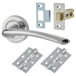 Touchpoint Polished Chrome Latch Door Handles on Rose Pack - Rimini Range
