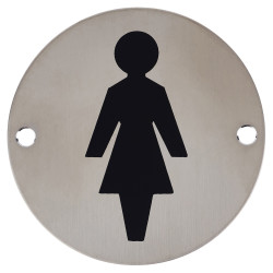Altro Ladies Toilet Door Sign - 75mm Diameter - Satin Stainless Steel