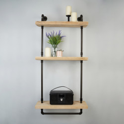 Altro 1/2" 3 Tier Drill Through Pipe Shelf Kit with Hanging Rail - Black