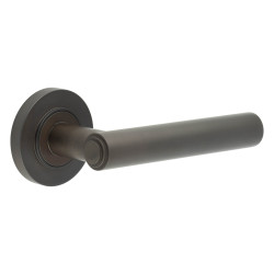 Burlington by Frelan Dark Bronze Fire Rated Door Handles on Round Rose - Richmond Range