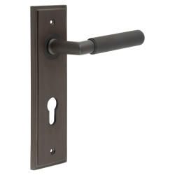 Burlington by Frelan Dark Bronze Fire Rated DIN Euro Lock Door Handles - Piccadilly - 200 x 55mm