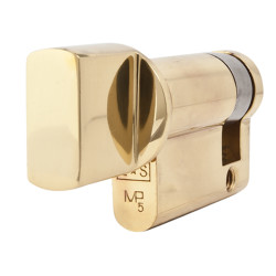 Eurospec 5 Pin 45mm Euro Single Thumbturn Cylinder - 35mm Turn + 10mm - Pol Brass - Keyed Differ
